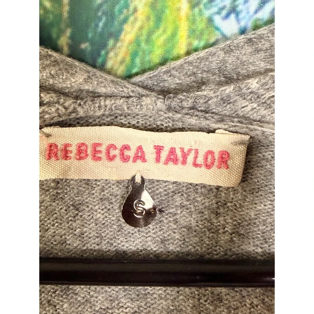 Rebecca Taylor Cashmere V-Neck Cardigan Sweater Gray Size S